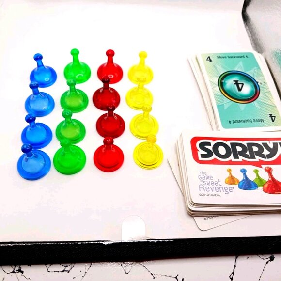Sorry Game Replacement Tokens Movers Lot 16-Red,Blue, Green,Yellow + 45 Card - Picture 1 of 7